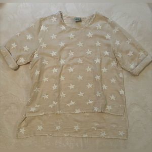 Short Sleeve Star Asymmetrical Tunic Top